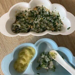 離乳食中期 納豆とほうれん草粥